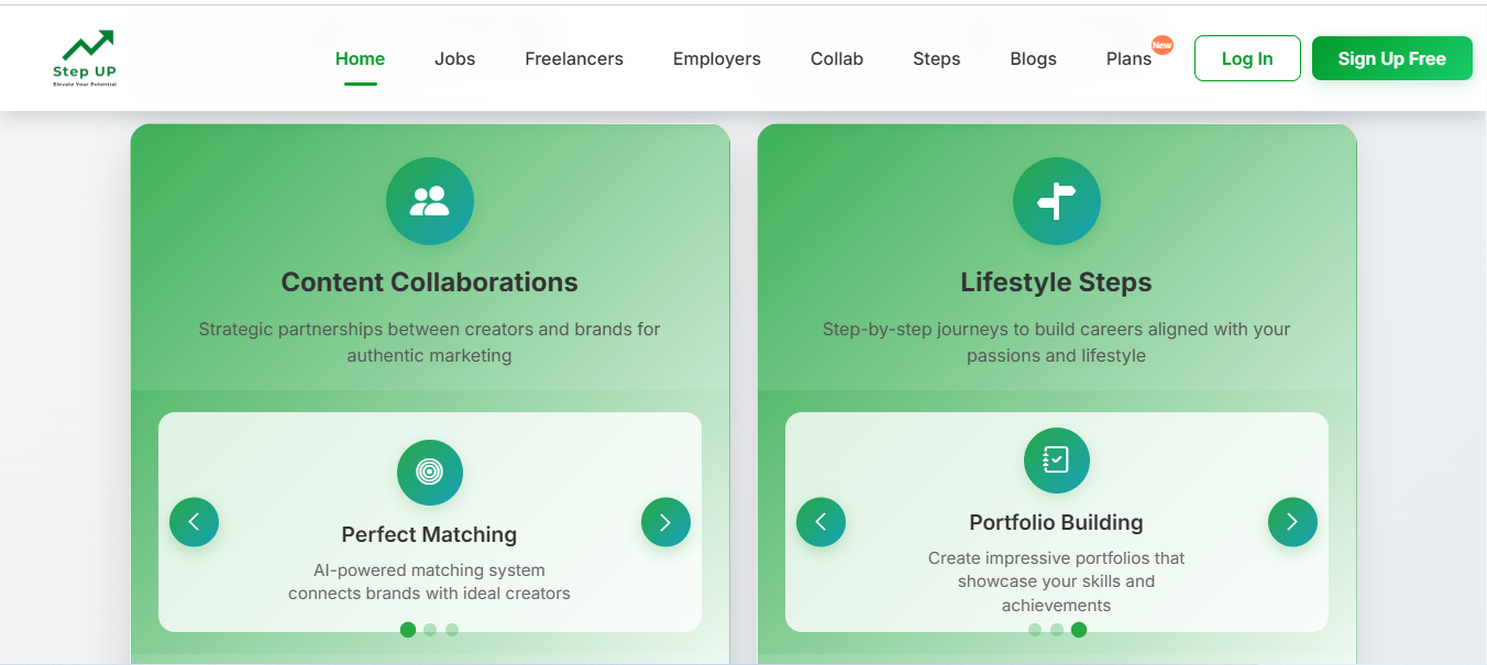 StepUp website screenshot